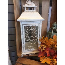 Rustic Ivory Lantern with Scroll